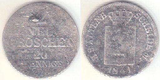 1841 Germany State silver 20 Pfennig (Saxony-Altenburg) A004160